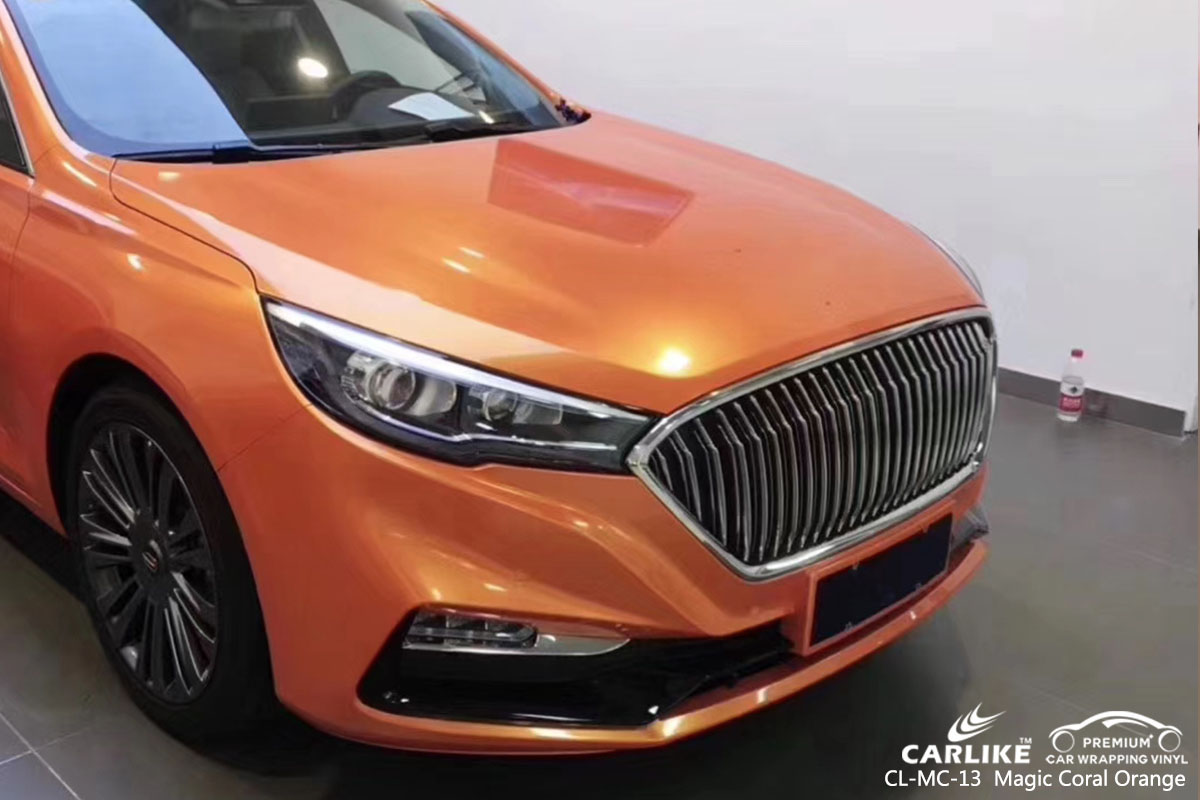 CARLIKE CL-MC-13Magic Coral Orange car wrap vinyl for Hong Qi Sedan