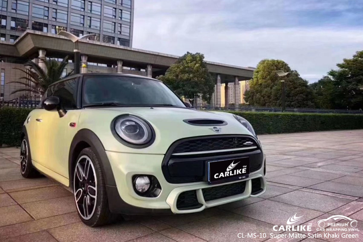 CL-MS-10 SUPER MATTE SATIN KHAKI GREEN CAR WRAP VINYL FOR MINI