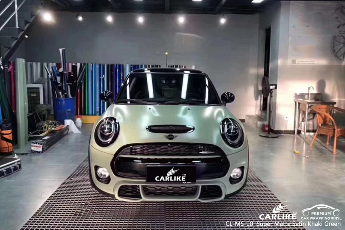 CARLIKE CL-MS-10 Super Matte Satin Khaki Green car wrap vinyl for Mini