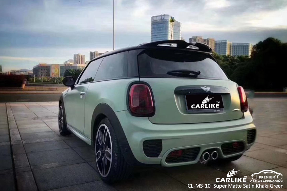 CARLIKE CL-MS-10 Super Matte Satin Khaki Green car wrap vinyl for Mini