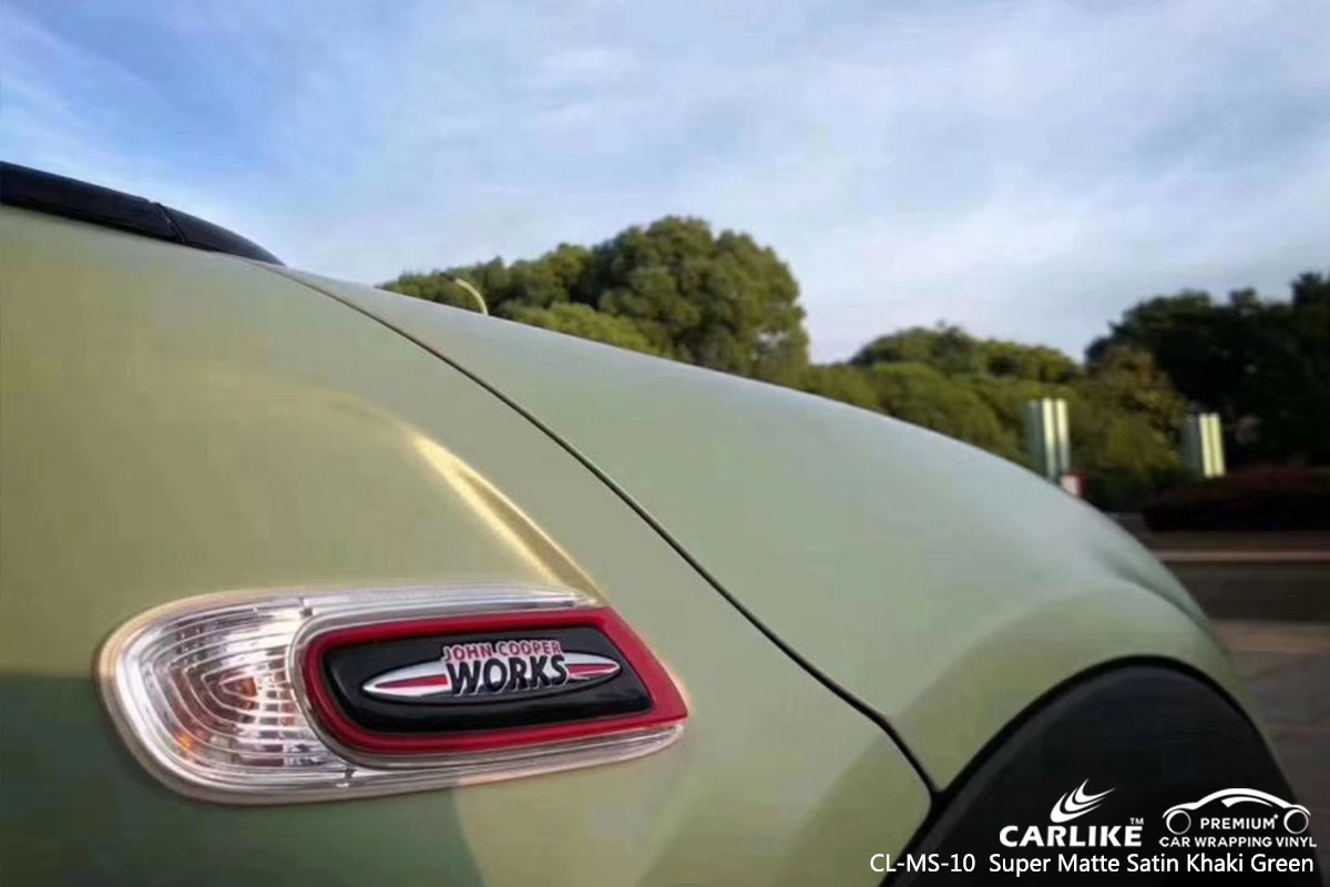 CARLIKE CL-MS-10 Super Matte Satin Khaki Green car wrap vinyl for Mini