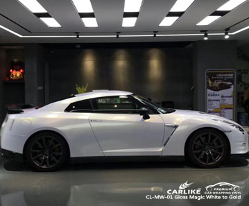 CL-MW-01 لمعان السحر الأبيض إلى الذهب التفاف السيارة الفينيل