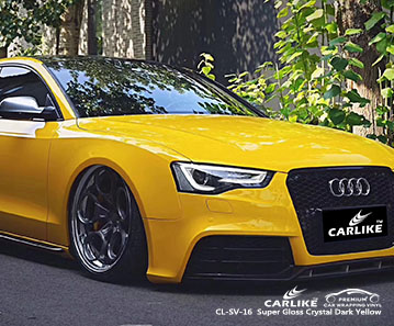 CL-SV-16 فائق اللمعان بلون أصفر داكن سيارة التفاف الفينيل لأودي