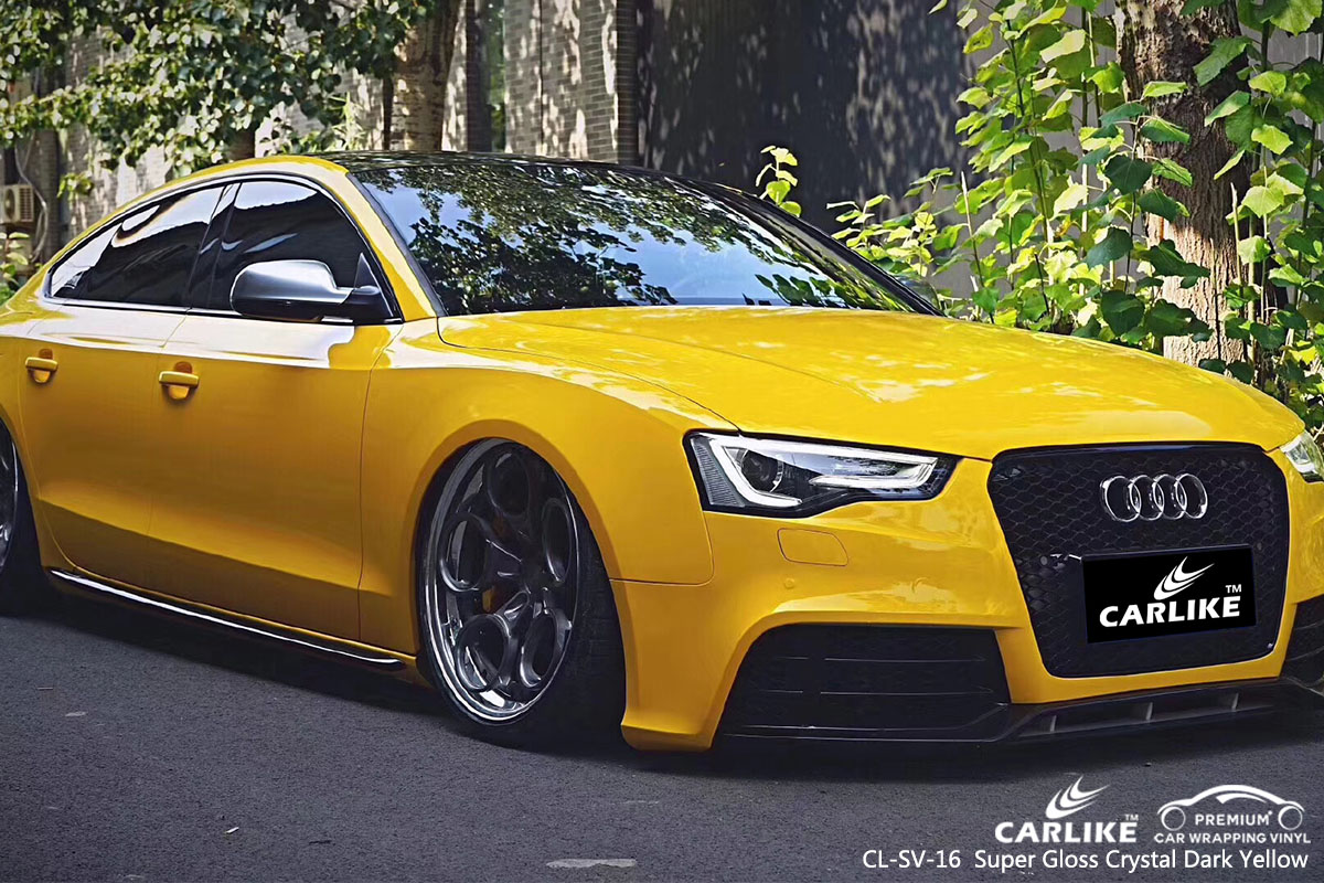 CARLIKE CL-SV-16 Super Gloss Crystal Dark Yellow car wrap vinyl for Audi