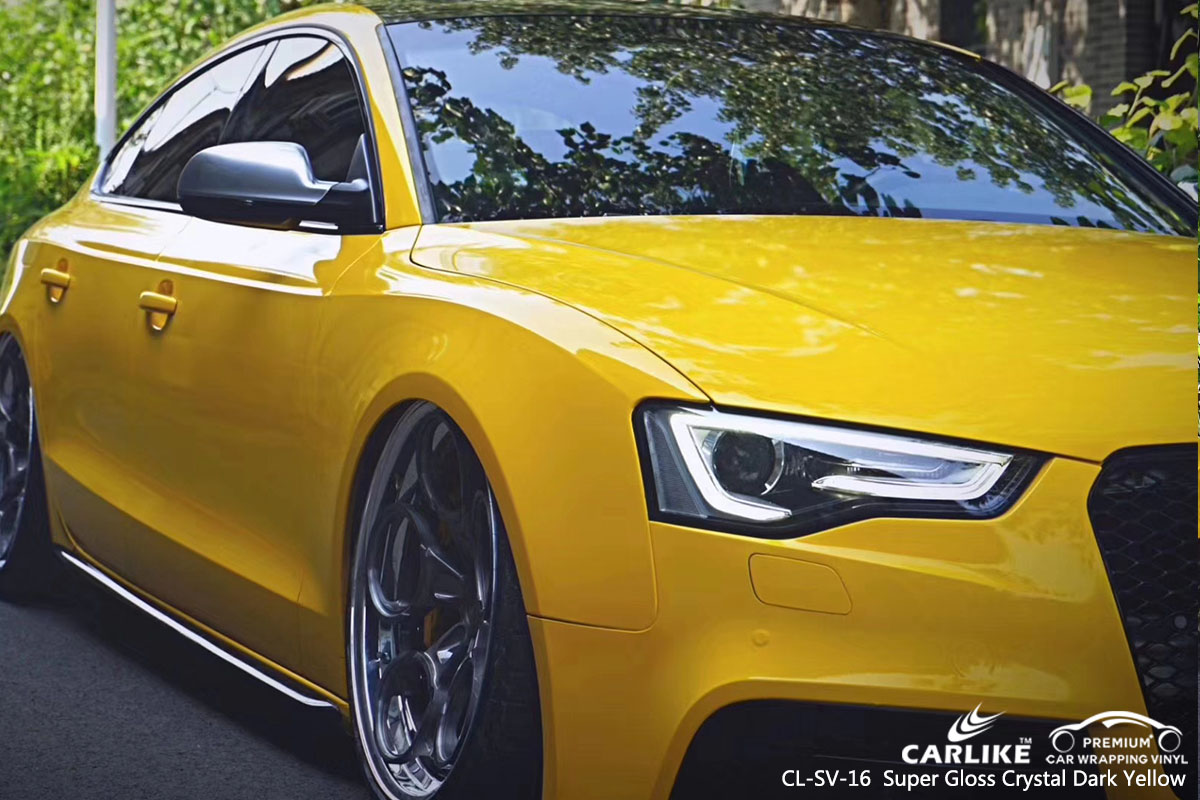 CARLIKE CL-SV-16 Super Gloss Crystal Dark Yellow car wrap vinyl for Audi