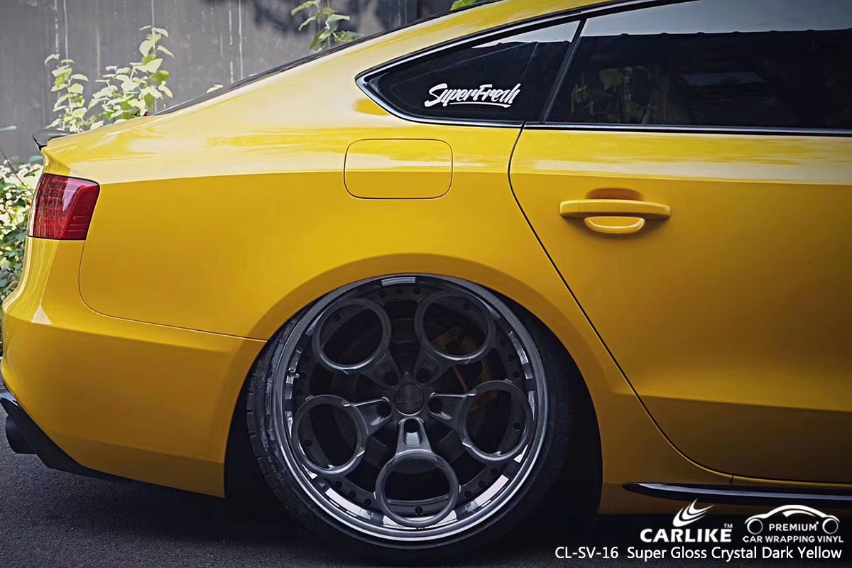 CARLIKE CL-SV-16 Super Gloss Crystal Dark Yellow car wrap vinyl for Audi