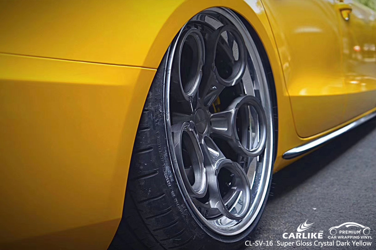 CARLIKE CL-SV-16 Super Gloss Crystal Dark Yellow car wrap vinyl for Audi