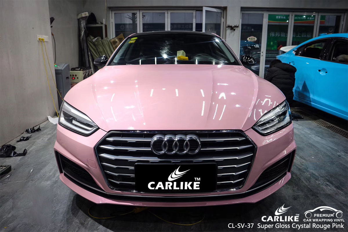 CARLIKE CL-SV-37 Super Gloss Crystal Rouge Pink car wrap vinyl for Audi