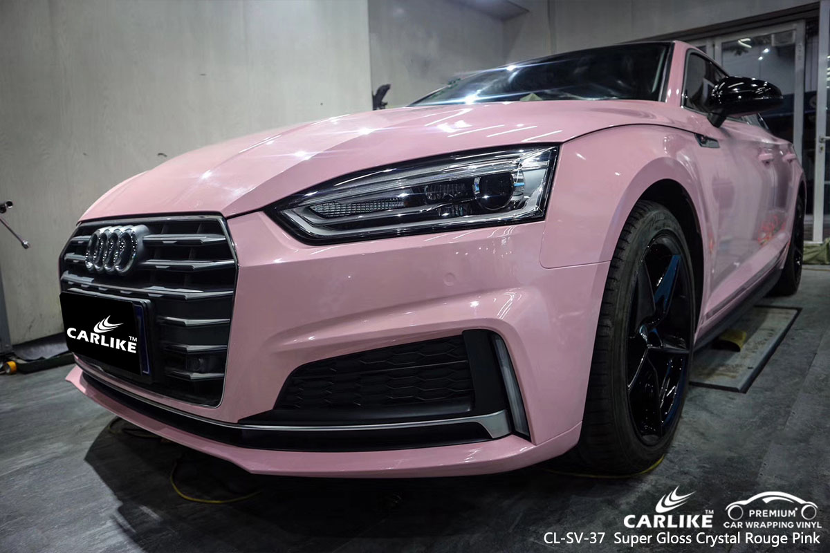 CARLIKE CL-SV-37 Super Gloss Crystal Rouge Pink car wrap vinyl for Audi