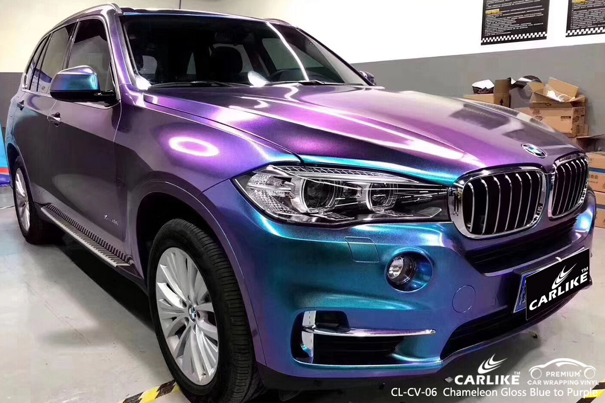 CARLIKE CL-CV-06 Chameleon Gloss Blue to Purple car wrap vinyl for BMW