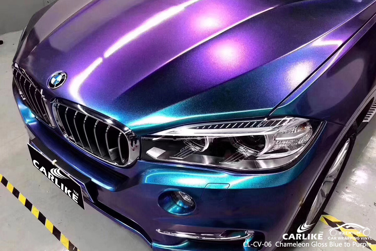 CARLIKE CL-CV-06 Chameleon Gloss Blue to Purple car wrap vinyl for BMW