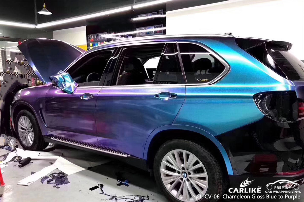 CARLIKE CL-CV-06 Chameleon Gloss Blue to Purple car wrap vinyl for BMW