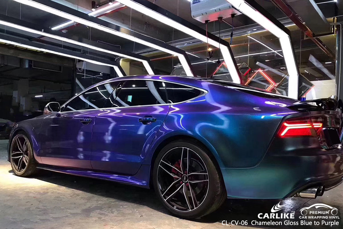 CARLIKE CL-CV-06 Chameleon Gloss Blue to Purple car wrap vinyl for BMW