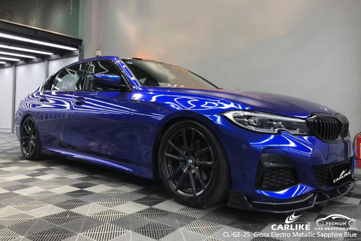  CL-GE-25 Gloss Electro Metallic Sapphire Blue car wrap vinyl for BMW