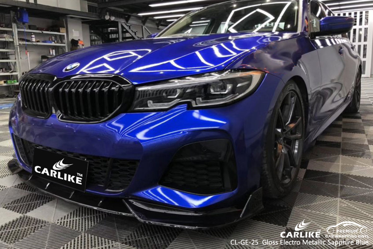 CL-GE-25 Gloss Electro Metallic Sapphire Blue car wrap vinyl for BMW