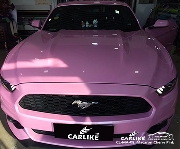 CL-MA-08 معكرون الكرز الوردي سيارة التفاف الفينيل ل موستانج