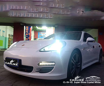 CL-SV-02 فائق اللمعان بلون أبيض لف السيارة من بورش