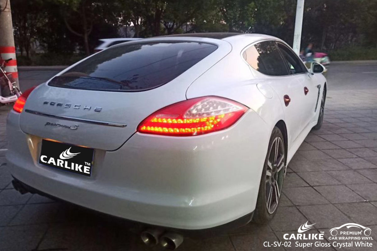 CL-SV-02 Super Gloss Crystal White car wrap vinyl for Porsche