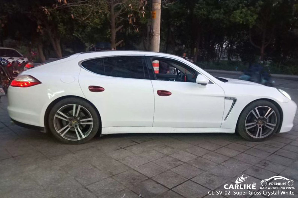 CL-SV-02 Super Gloss Crystal White car wrap vinyl for Porsche