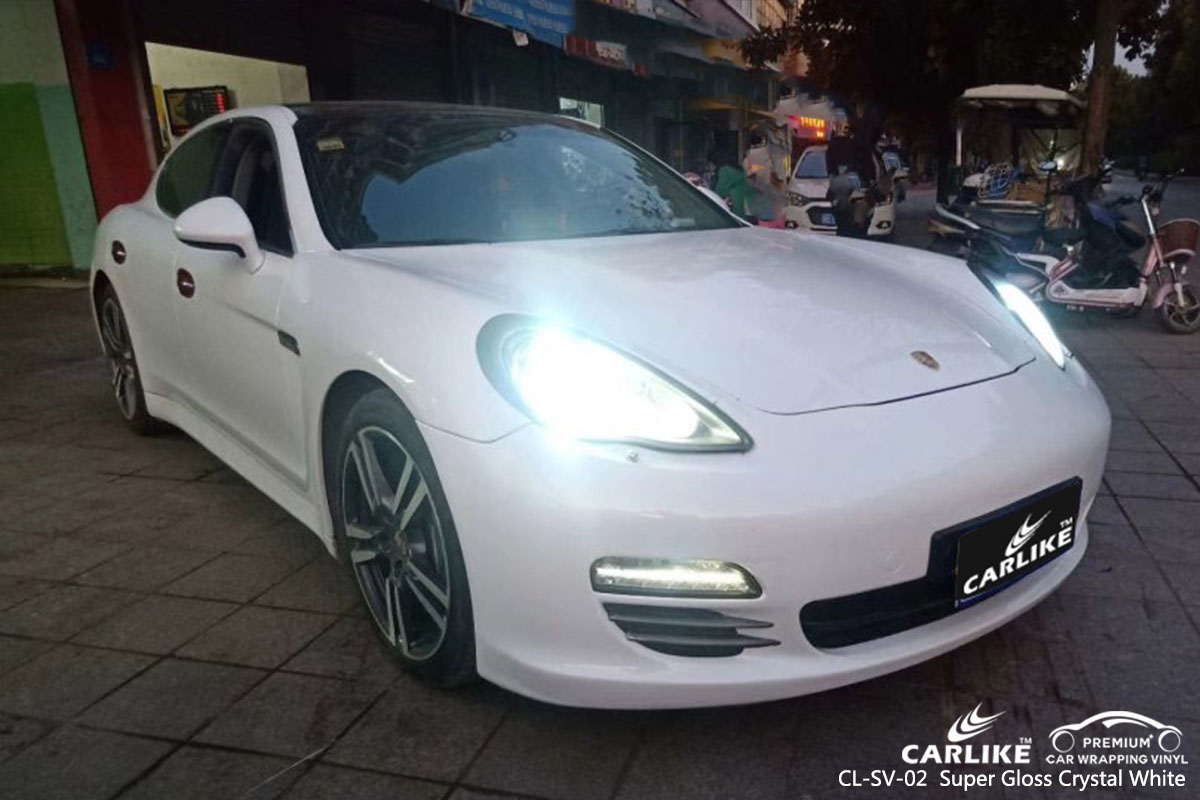 CL-SV-02 Super Gloss Crystal White car wrap vinyl for Porsche