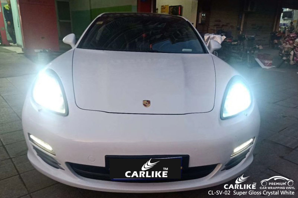 CL-SV-02 Super Gloss Crystal White car wrap vinyl for Porsche