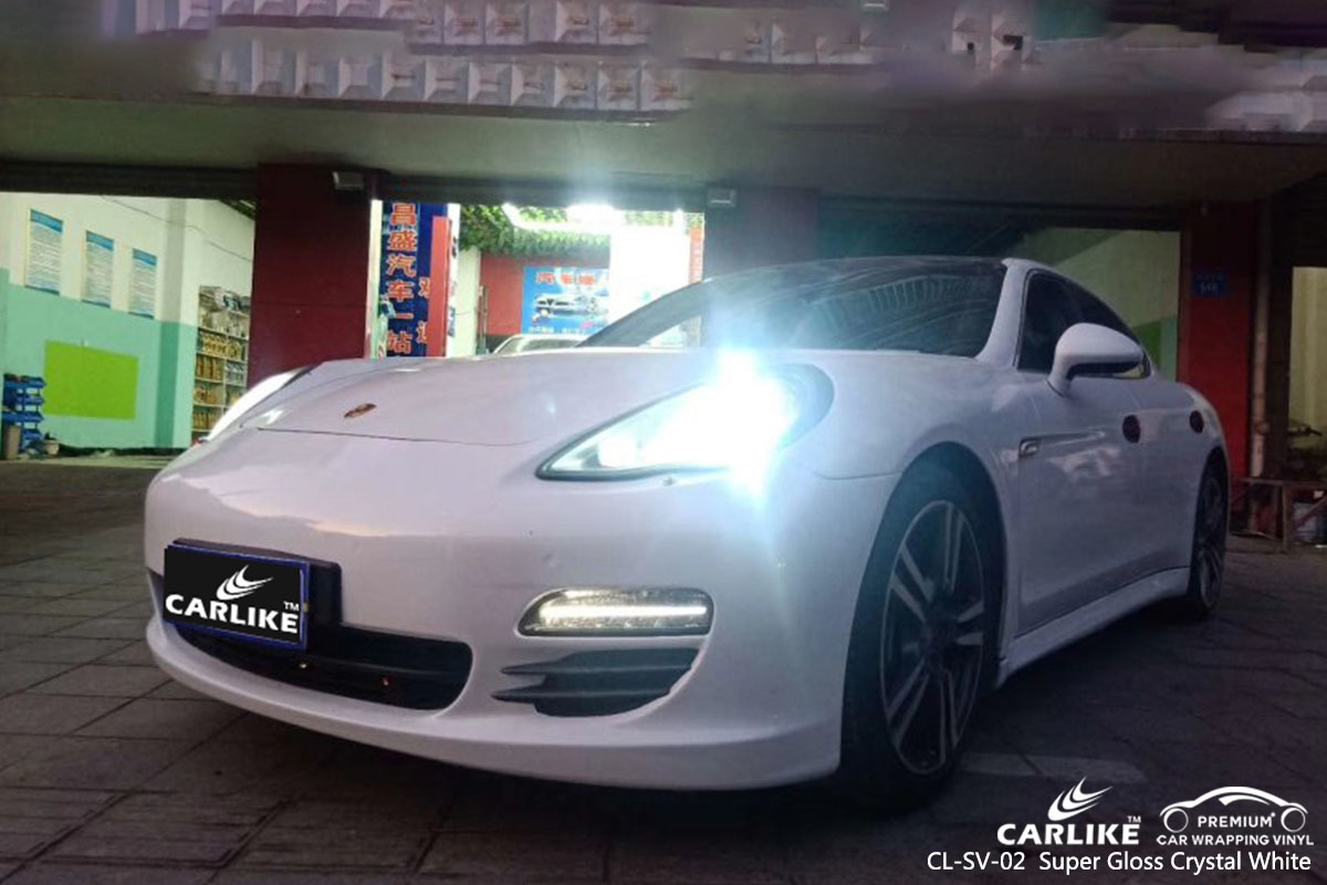 CL-SV-02 Super Gloss Crystal White car wrap vinyl for Porsche