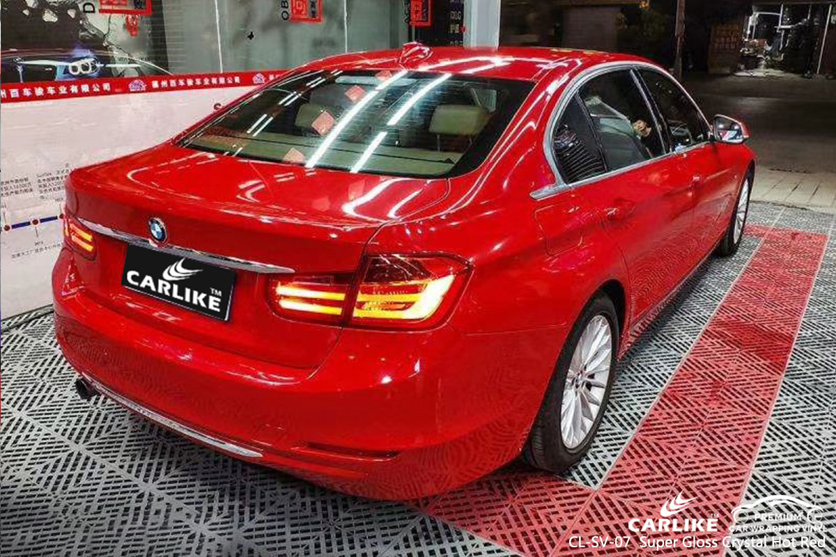 CARLIKE CL-SV-07 Super Gloss Crystal Hot Red car wrap vinyl for BMW