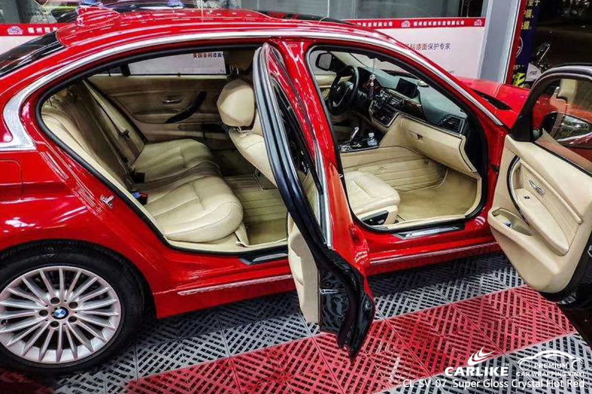 CL-SV-07 Super Gloss Crystal Hot Red car wrap vinyl for BMW