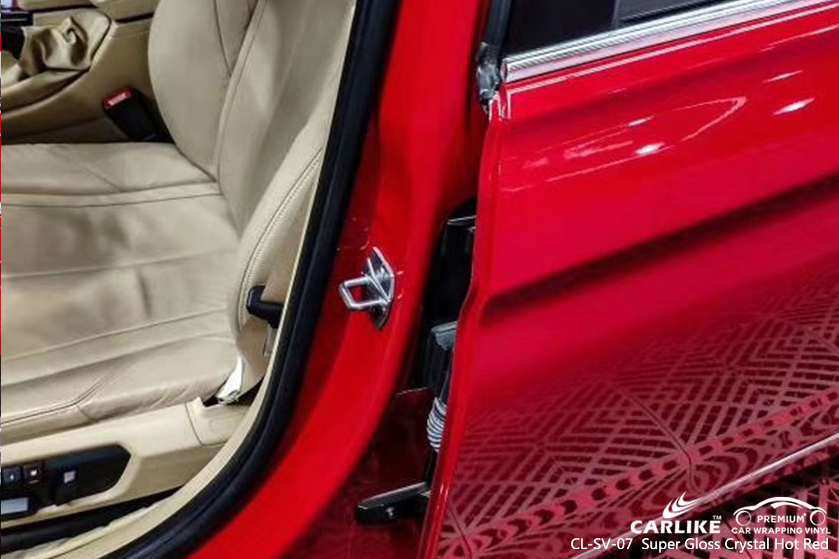 CL-SV-07 Super Gloss Crystal Hot Red car wrap vinyl for BMW