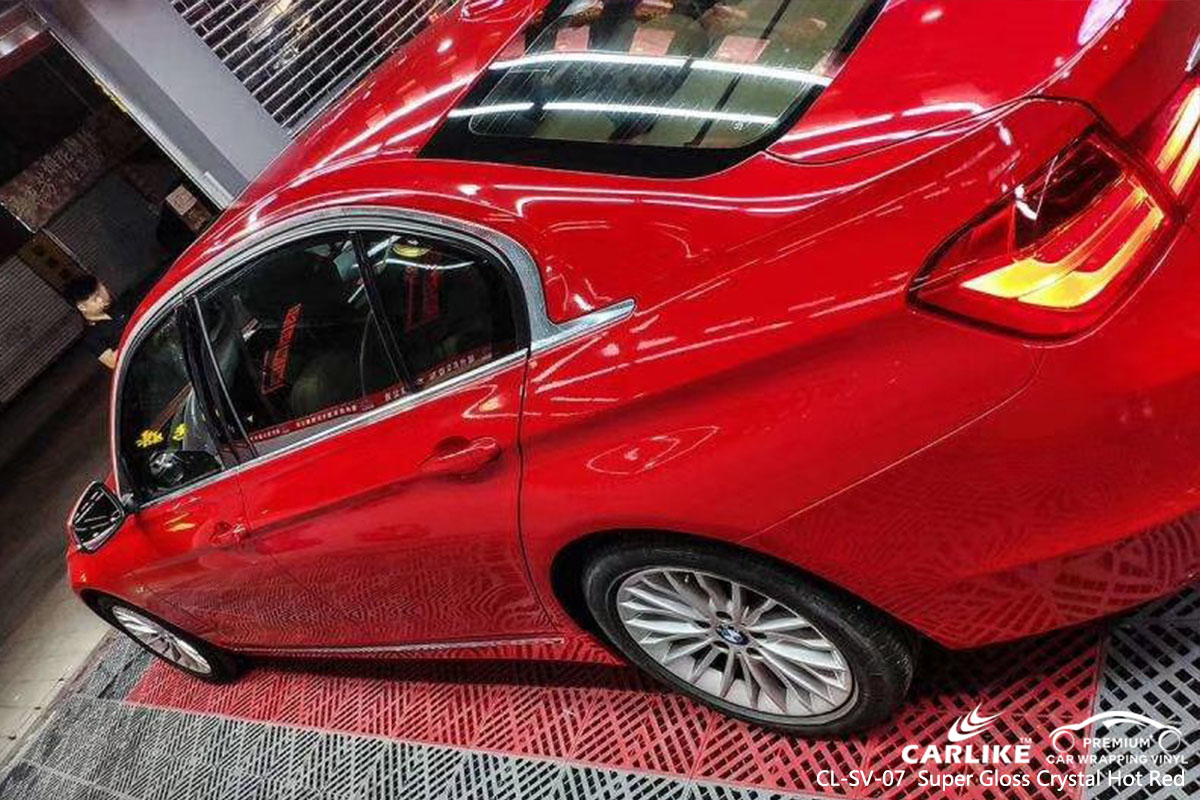 CL-SV-07 Super Gloss Crystal Hot Red car wrap vinyl for BMW