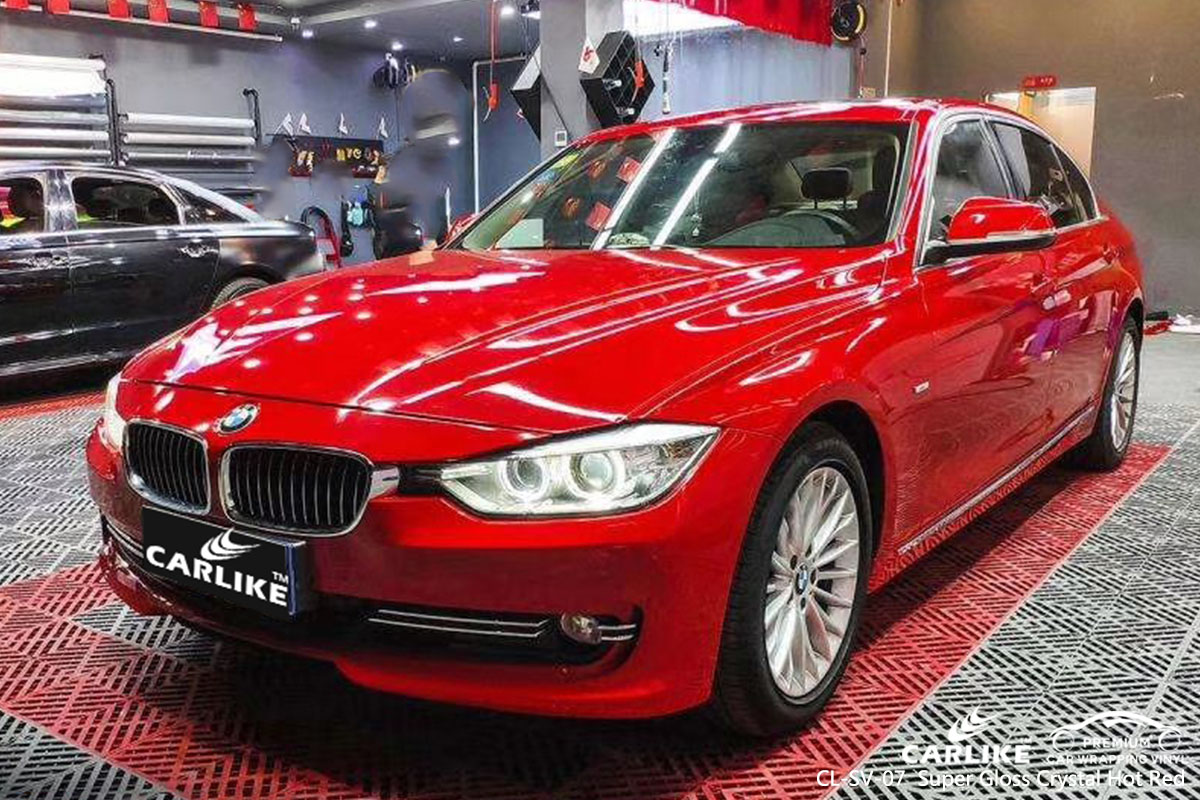 CL-SV-07 Super Gloss Crystal Hot Red car wrap vinyl for BMW