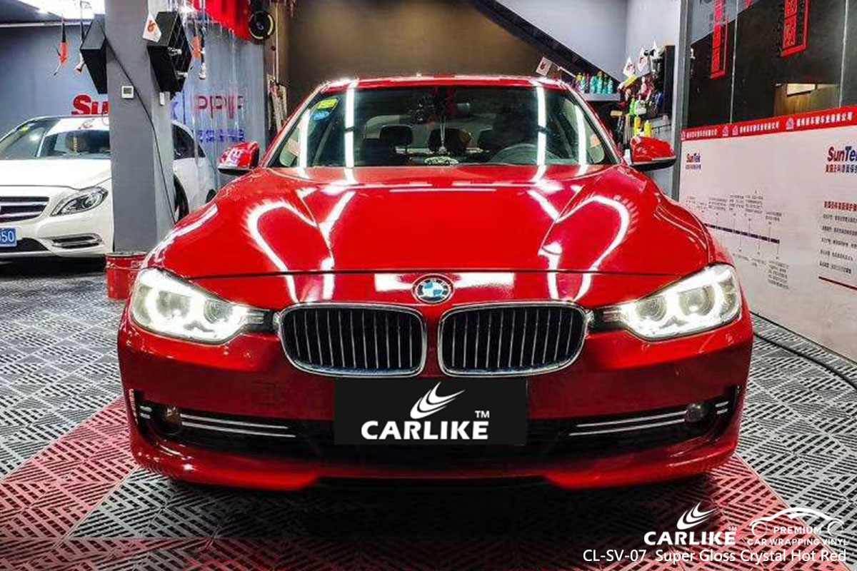 CARLIKE CL-SV-07 Super Gloss Crystal Hot Red car wrap vinyl for BMW