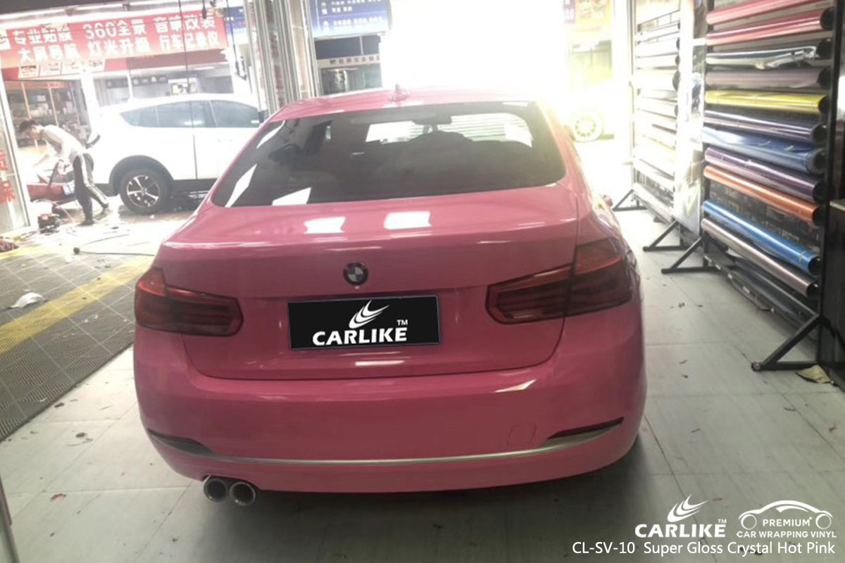 CARLIKE CL-SV-10 Super Gloss Crystal Hot Pink car wrap vinyl for BMW