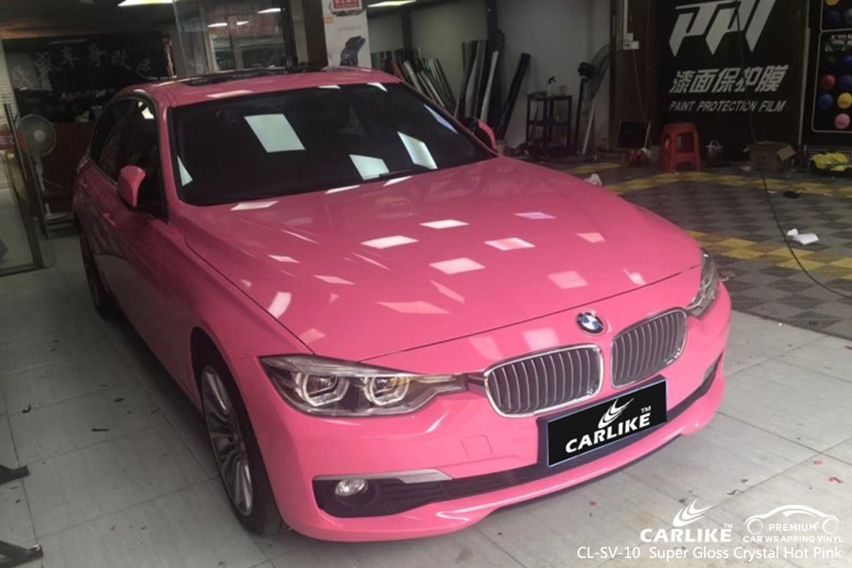 CARLIKE CL-SV-10 Super Gloss Crystal Hot Pink car wrap vinyl for BMW