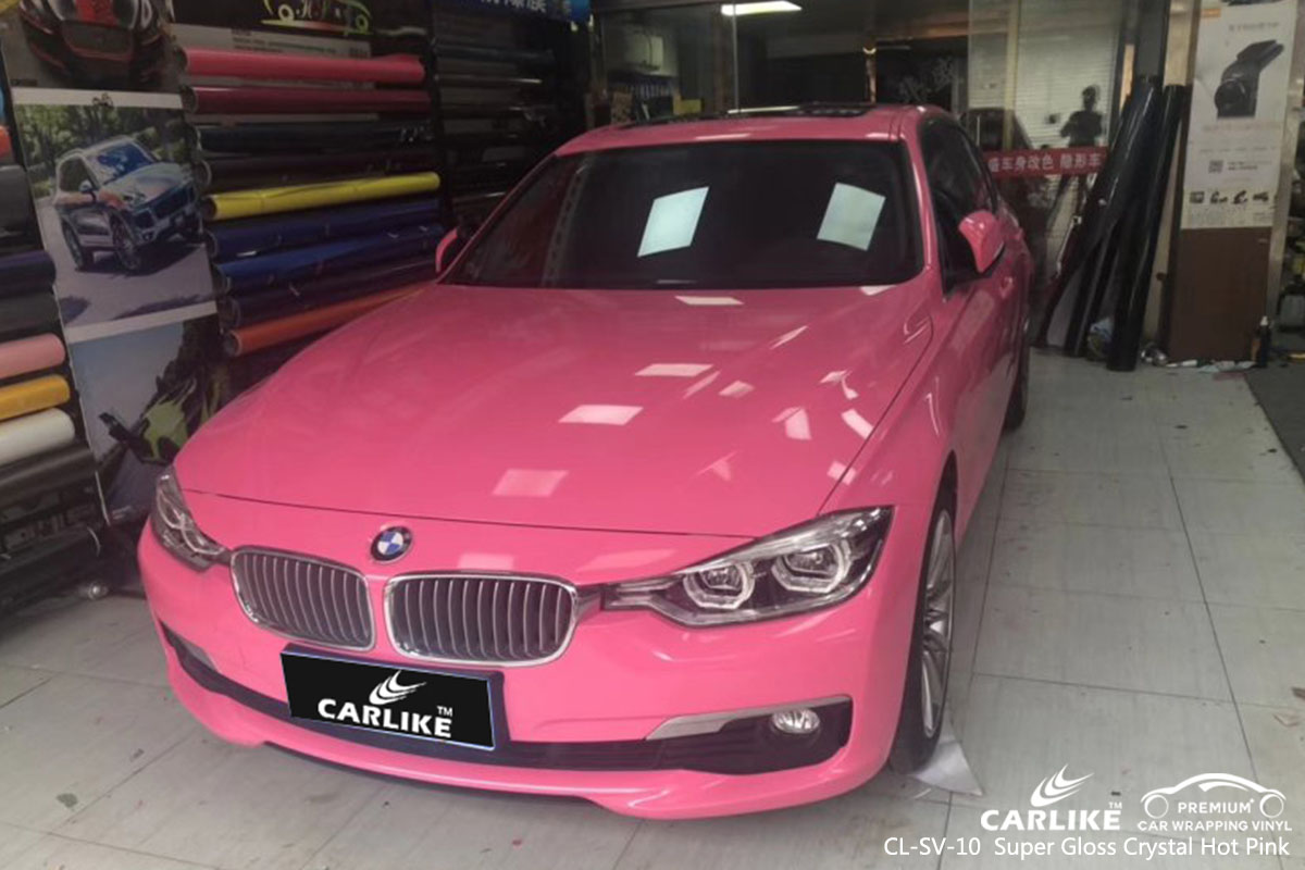 CARLIKE CL-SV-10 Super Gloss Crystal Hot Pink car wrap vinyl for BMW