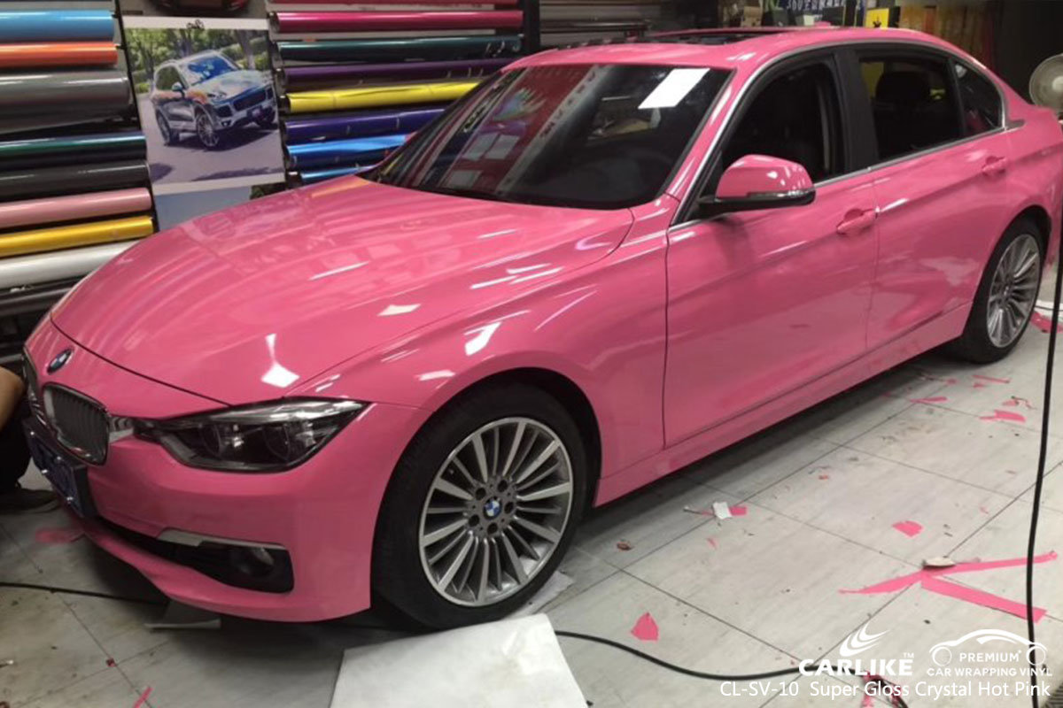  CL-SV-10 Super Gloss Crystal Hot Pink car wrap vinyl for BMW