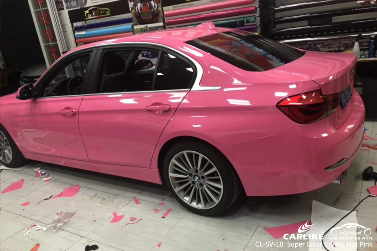  CL-SV-10 Super Gloss Crystal Hot Pink car wrap vinyl for BMW