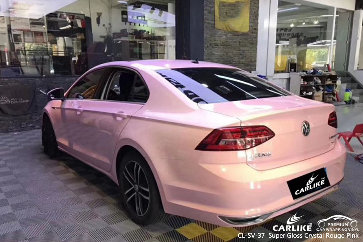  CL-SV-37 Super Gloss Crystal Rouge Pink car wrap vinyl for Volkswagen