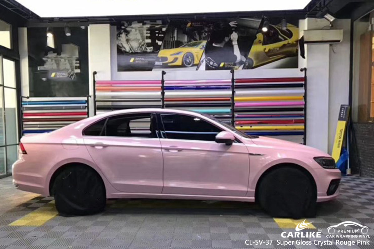  CL-SV-37 Super Gloss Crystal Rouge Pink car wrap vinyl for Volkswagen