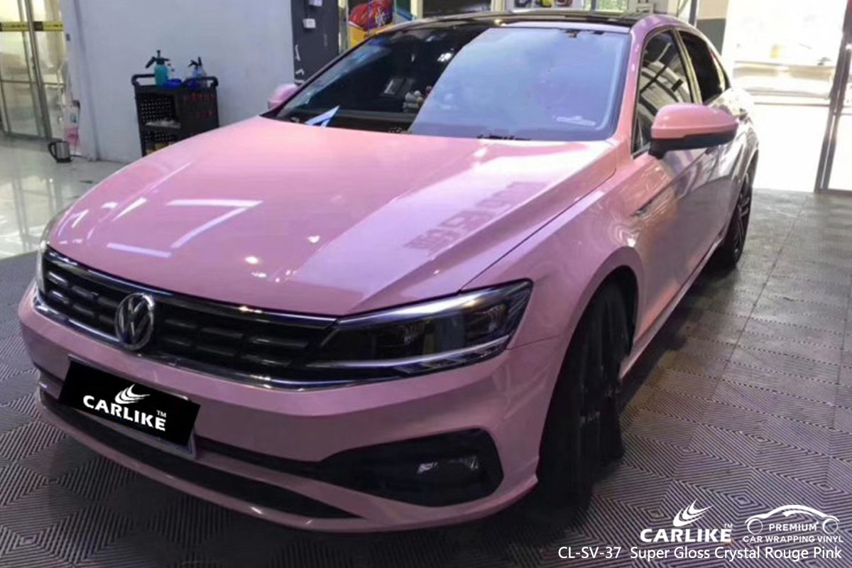  CL-SV-37 Super Gloss Crystal Rouge Pink car wrap vinyl for Volkswagen