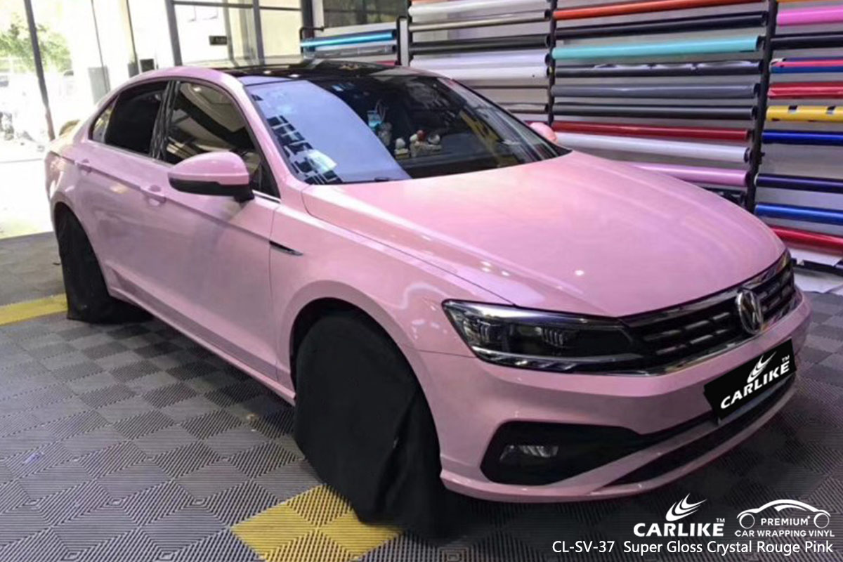  CL-SV-37 Super Gloss Crystal Rouge Pink car wrap vinyl for Volkswagen