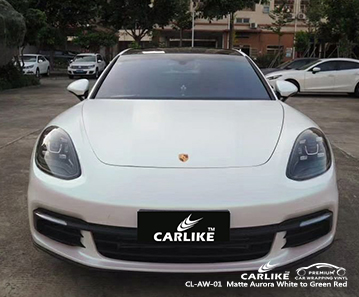 CL-AW-01 vinyle d'habillage de voiture mat Aurora blanc à vert rouge pour Porsche