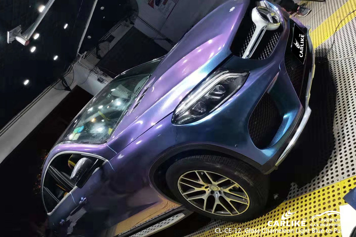 CL-CE-12 Gloss Chameleon Light Blue to Purple car wrap vinyl for Benz
