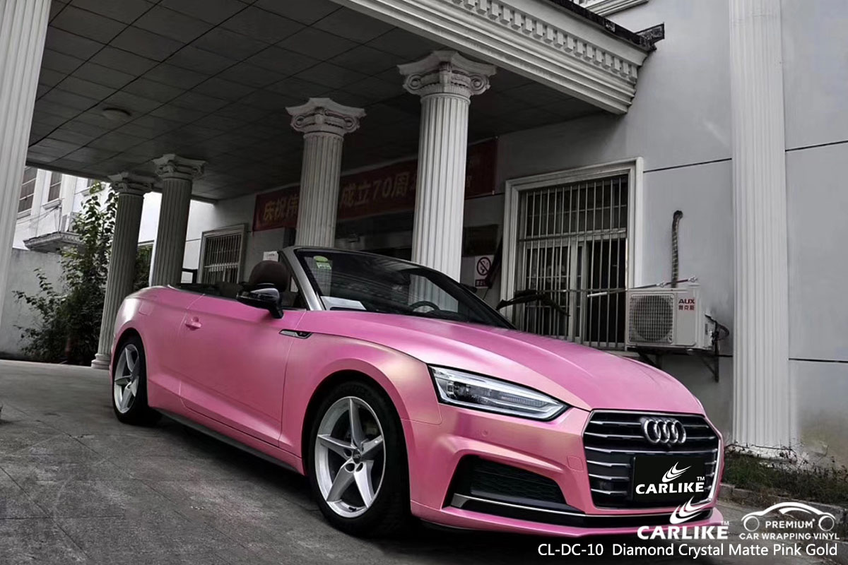 AUDI İÇİN CL-DC-10 ELMAS KRİSTAL MAT PEMBE ALTIN ARAÇ WRAP VINIL