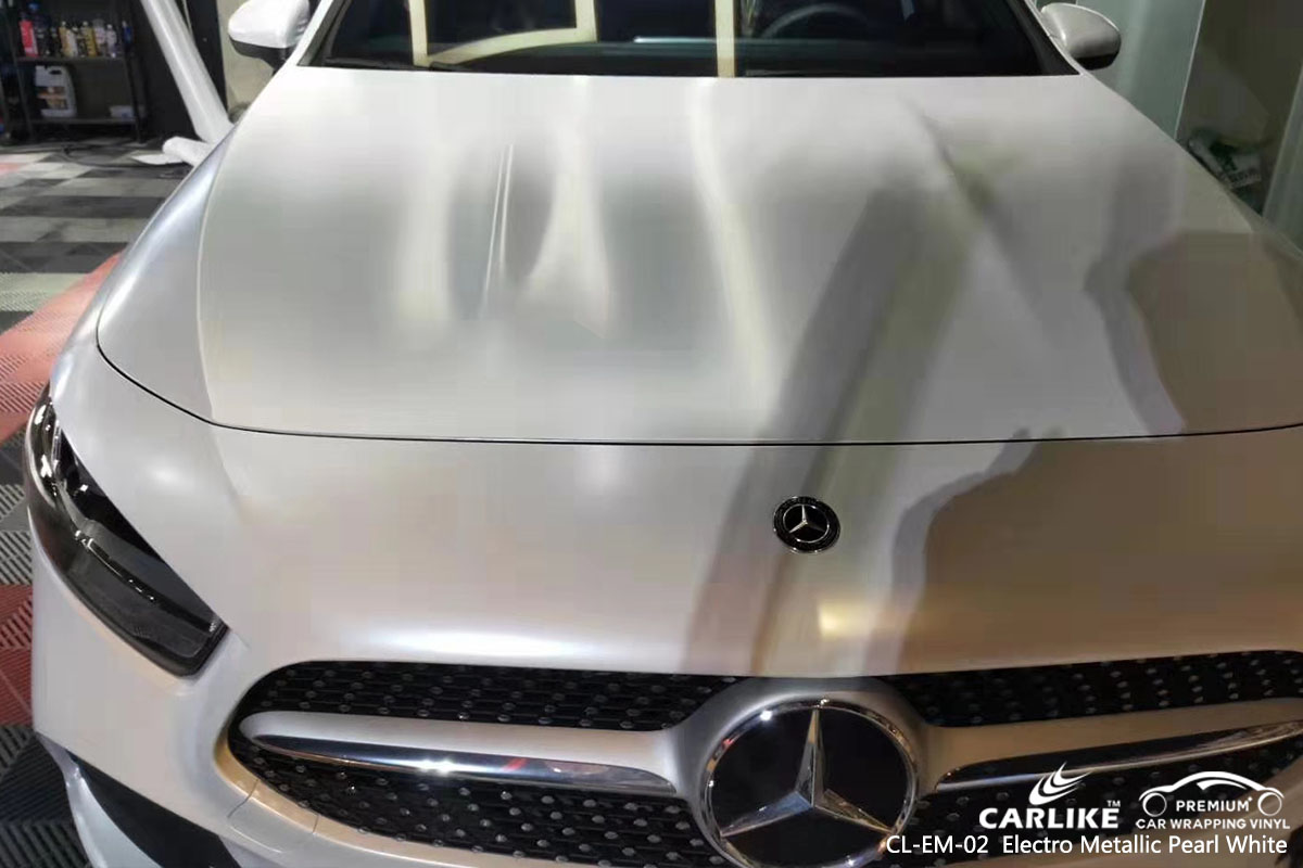 CL-EM-02 Electro Metallic Pearl White car wrap vinyl for Benz