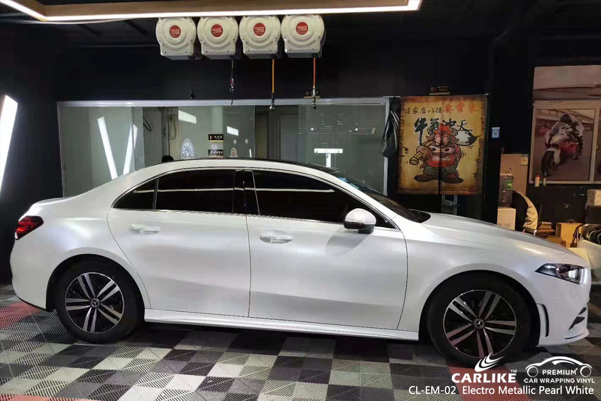 CL-EM-02 Electro Metallic Pearl White car wrap vinyl for Benz