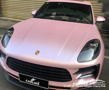 CL-EM-33 الكهربائية المعدنية الكرز الوردي التفاف السيارة الفينيل لبورشه