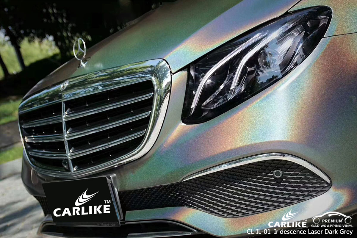 CL-IL-01 LASER DE IRIDESCÊNCIA ESCURO VINIL DE EMBALAGEM DE CARRO CINZENTO PARA BENZ