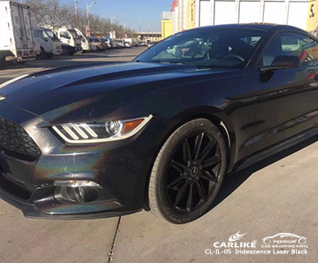 CL-IL-05 Iridescence Laser Black Wrap vinyl pour Mustang