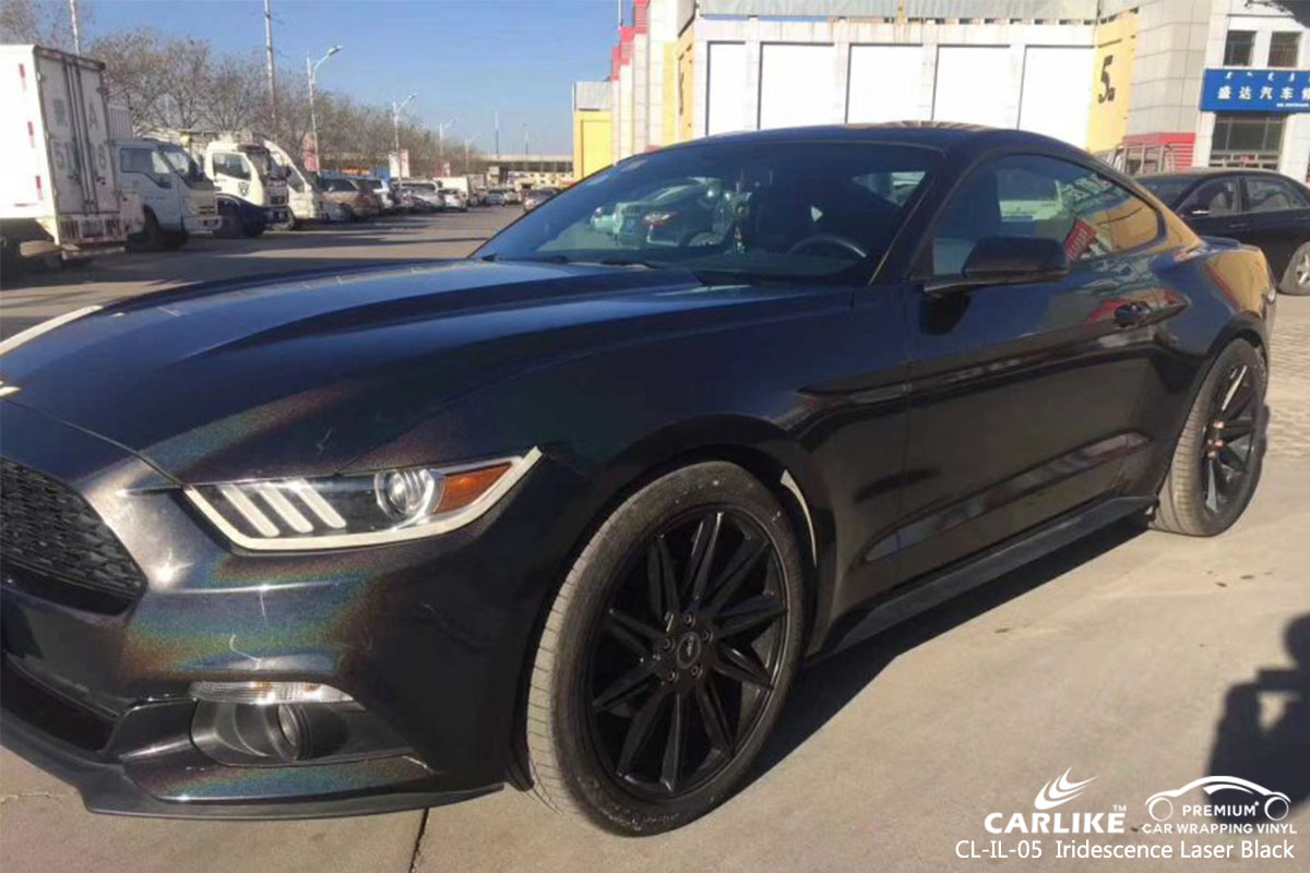 CL-IL-05 Iridescence Laser Black car wrap vinyl for Mustang